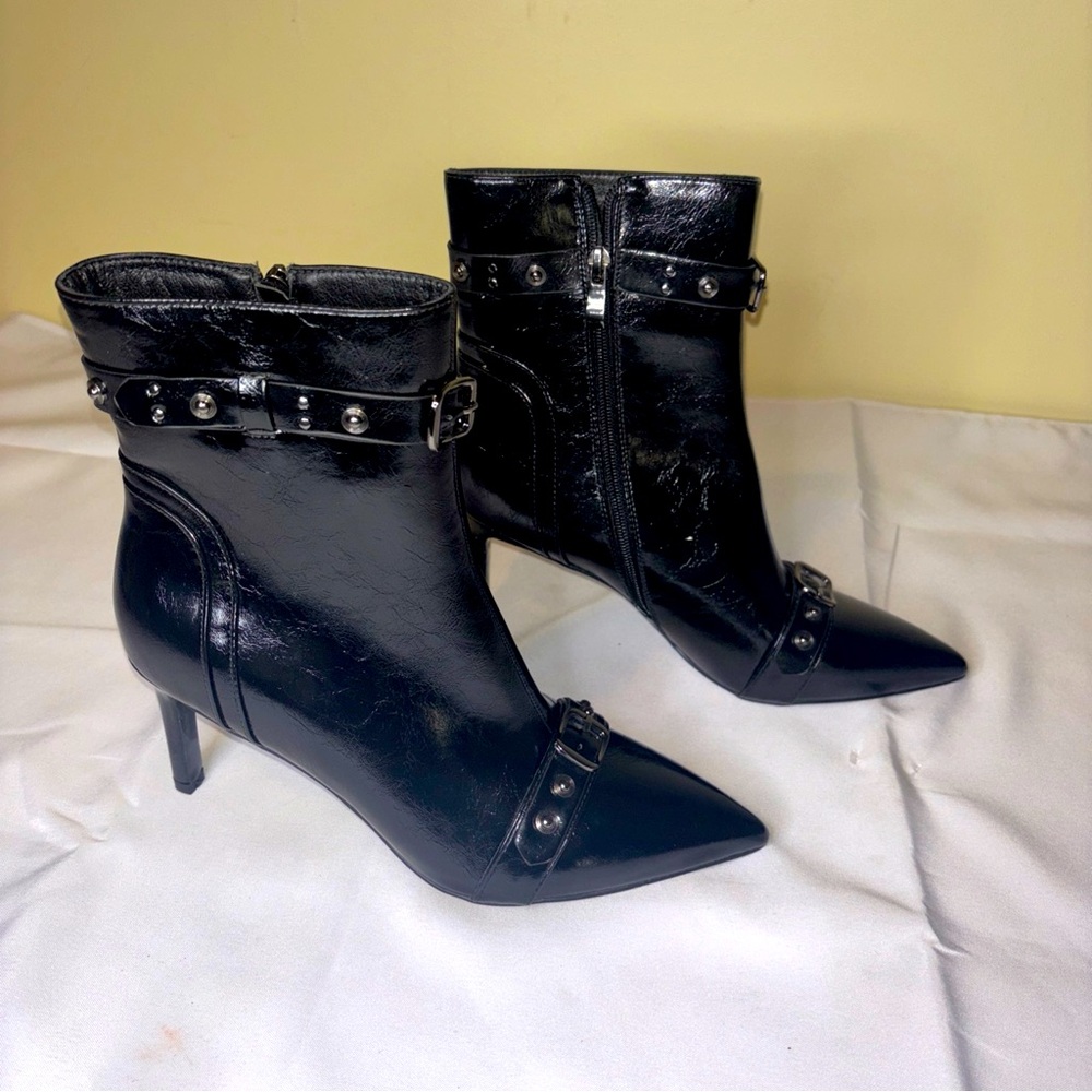 Easy Fox High Heel Ankle Boots for Women with Zipper and Buckle Detail Size 8.5